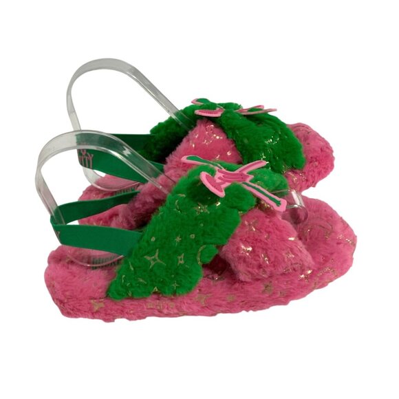 Universal Wicked Womens Size 5 6 Green Pink Sparkle Defy Gravity Fuzzy Soft Slip - Picture 3 of 5